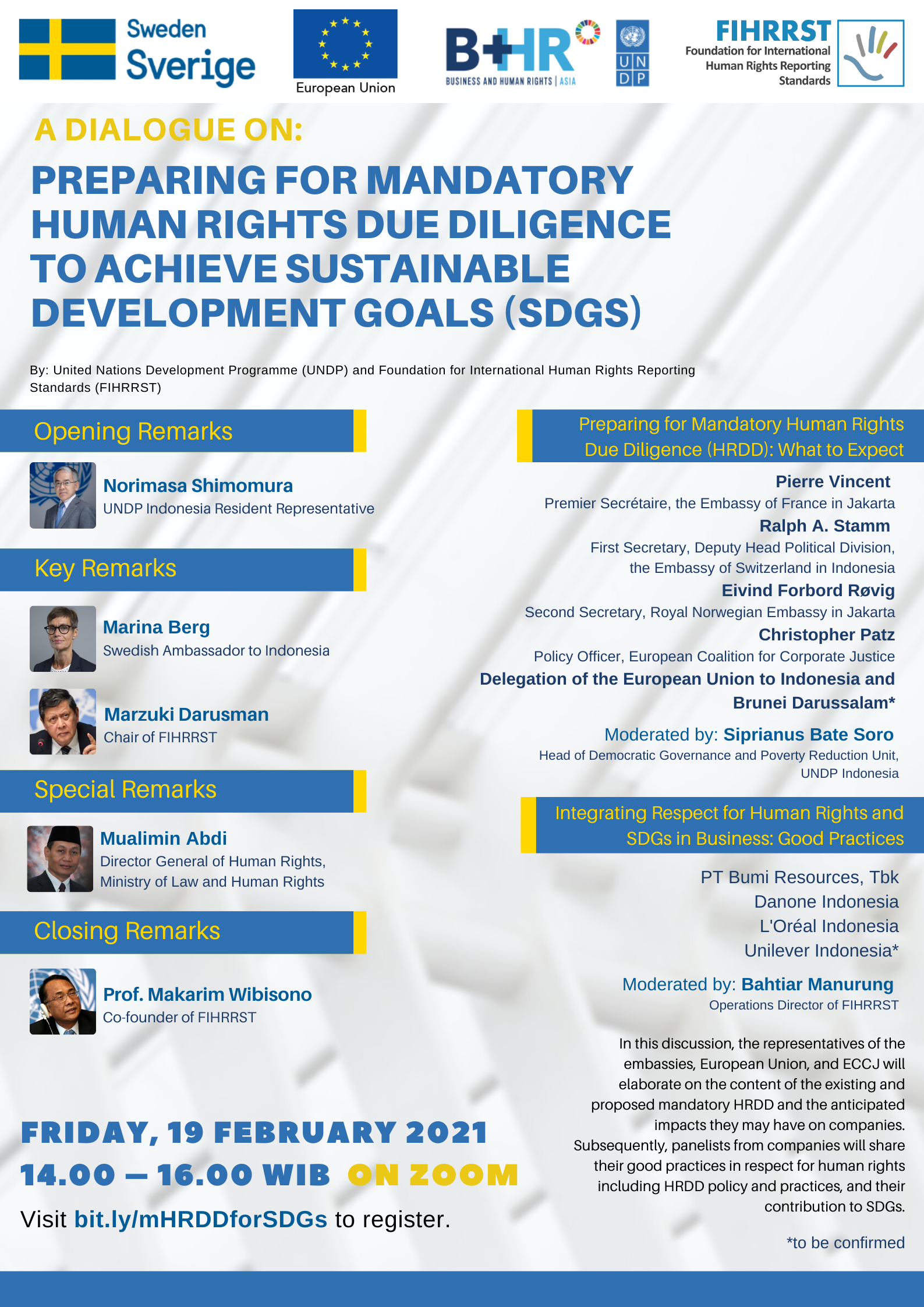 Coming Soon on 19 Feb 2021 - Discussion on Preparing for Mandatory Human Rights Due Diligence to Achieve SDGs